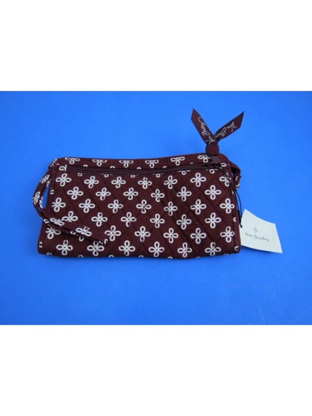 Vera Bradley Mini Concerto Front Zip Wristlet Clutch Handbag Maroon White New